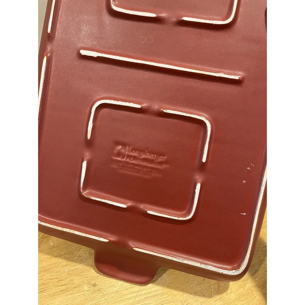 Longaberger Flameware Paprika Red Grill Pan Pottery Server Cookware‎ 18